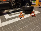 Scale Miniature Road Safety Triangles Set of 3 with Mount at 1/14th Scale