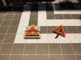 Scale Miniature Road Safety Triangles Set of 3 with Mount at 1/14th Scale
