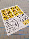 US Traffic Directional Sign Decals US-03 for 1:12/1:14/1:16 Scale
