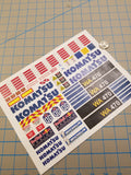 Komatsu WA470 Loader Decals for 1:12/1:14/1:16 Scale
