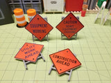 Miniature Construction Signs at 1:14 Scale (Set of 4)
