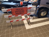 Miniature Type 3 Safety Barricades with Sign at 1/14 Scale