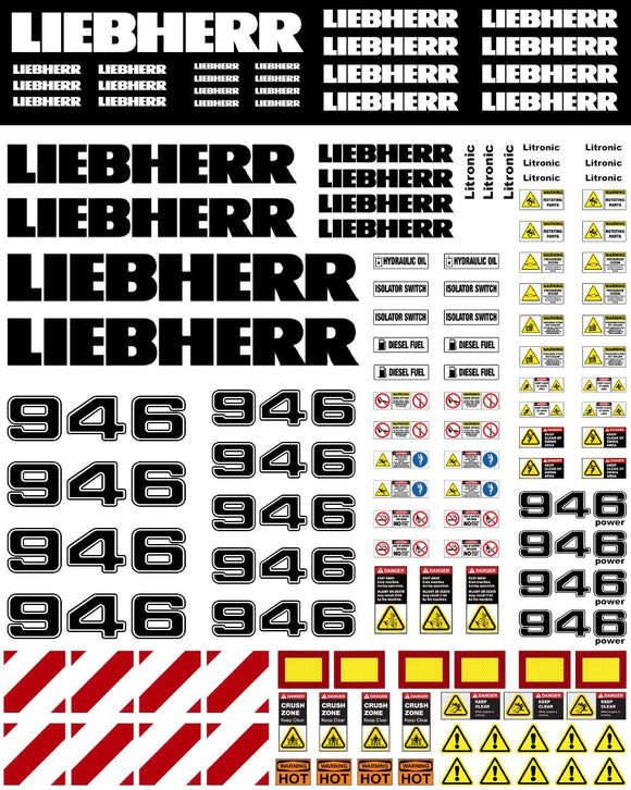 Liebherr 946 Excavator Decals for 1:12/1:14/1:16 Scale