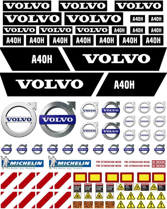 Volvo A40H Dump Truck Decals for 1:12/1:14/1:16 Scale