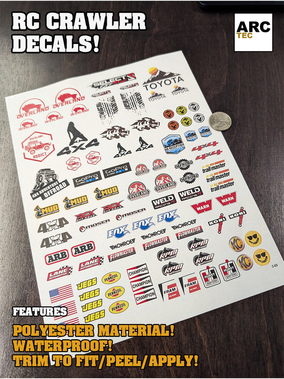 RC Crawler-03 Decal Set for 1:8/1:10/1:12 Scale Vehicles