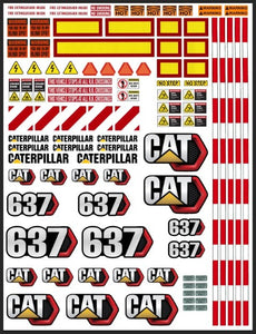 Caterpillar 637 Scraper Decals for 1:12/1:14/1:16 Scale