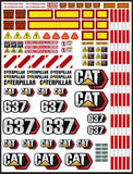 Caterpillar 637 Scraper Decals for 1:12/1:14/1:16 Scale
