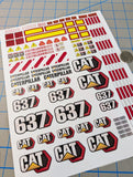 Caterpillar 637 Scraper Decals for 1:12/1:14/1:16 Scale