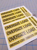 Oversize Load Construction Decals for 1:12/1:14/1:16 Scale