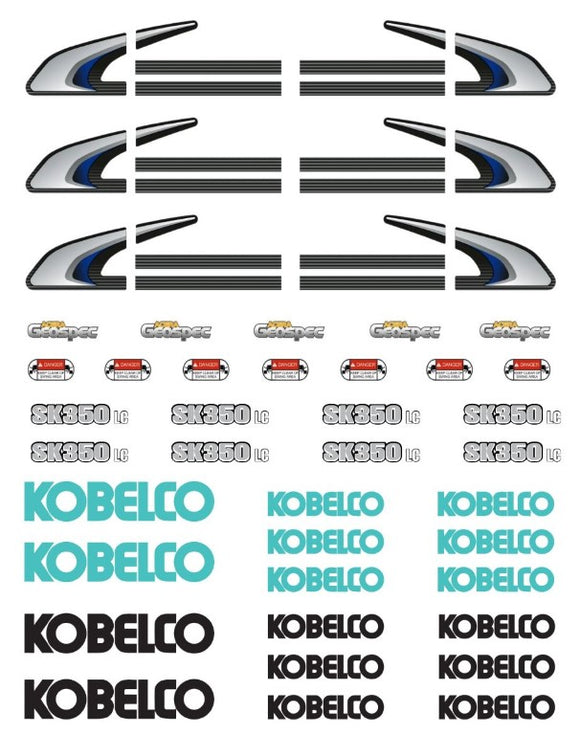 Kobelco 350 Construction Decals for 1:12/1:14/1:16 Scale