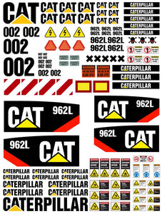 Caterpillar 962L Wheel Loader Decals for 1:12/1:14/1:16 Scale