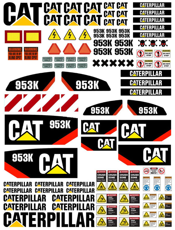 Caterpillar 953K Track Loader Decals for 1:12/1:14/1:16 Scale