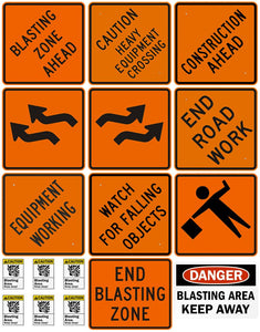 Construction Sign Decals CS-01 for 1:12/1:14/1:16 Scale