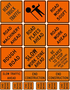 Construction Sign Decals CS-02 for 1:12/1:14/1:16 Scale