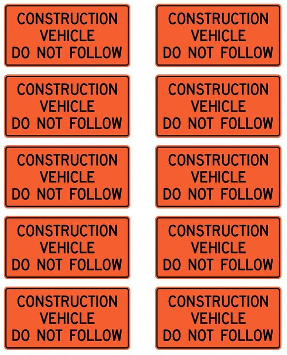 Do Not Follow Construction Sign Decals for 1:12/1:14/1:16 Scale