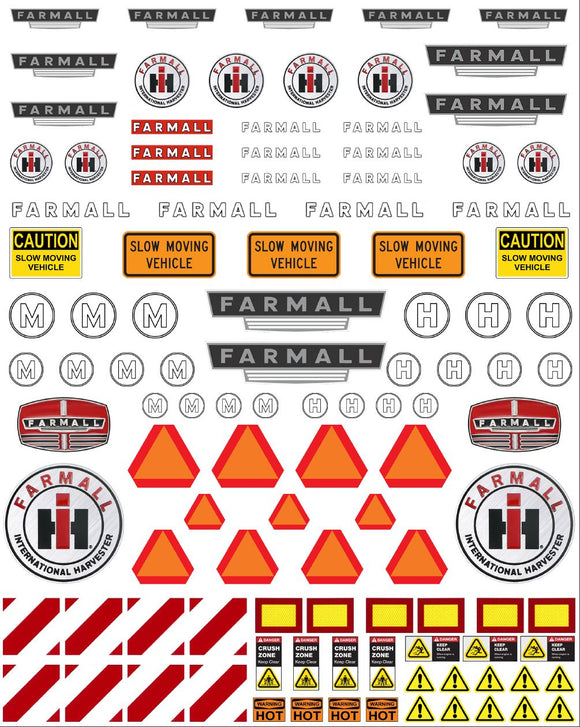 Farmall Construction Decals for 1:12/1:14/1:16 Scale