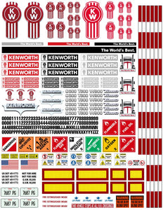 New Kenworth Semi Tractor Truck Decals for 1:12/1:14/16 Scale