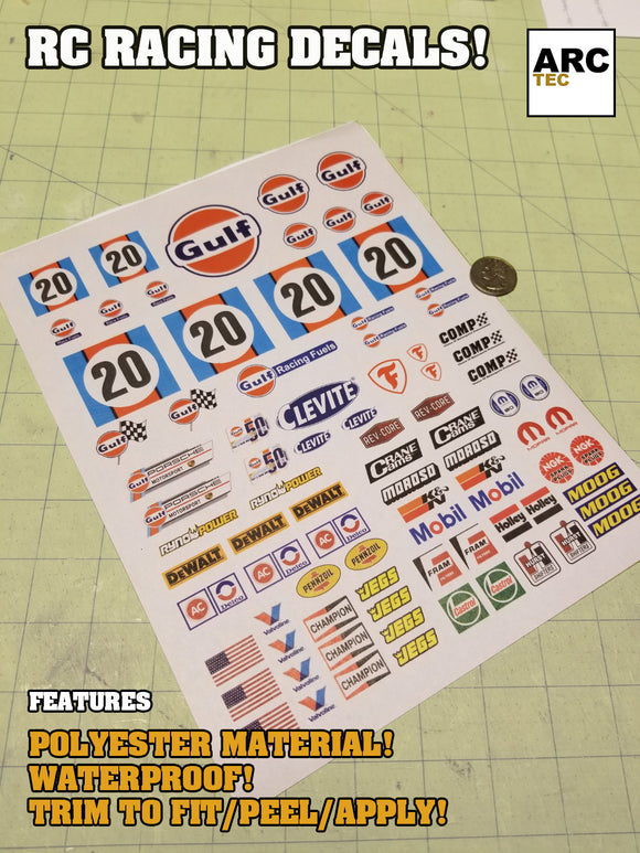 RC Racing-10 Decal Set for 1:8/1:10/1:12 Scale Vehicles