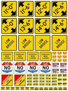 Bridge Sign Construction Decals for 1:12/1:14/1:16 Scale