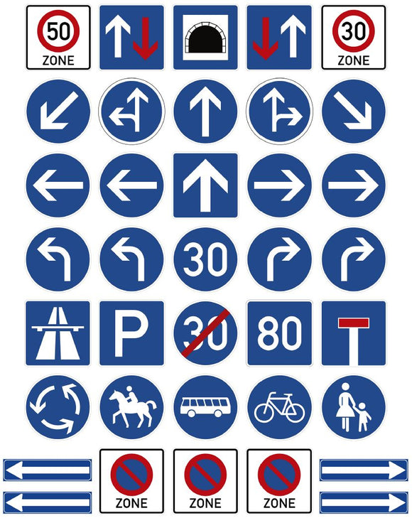 European Traffic Sign Decals EU-03 for 1:12/1:14/1:16 Scale